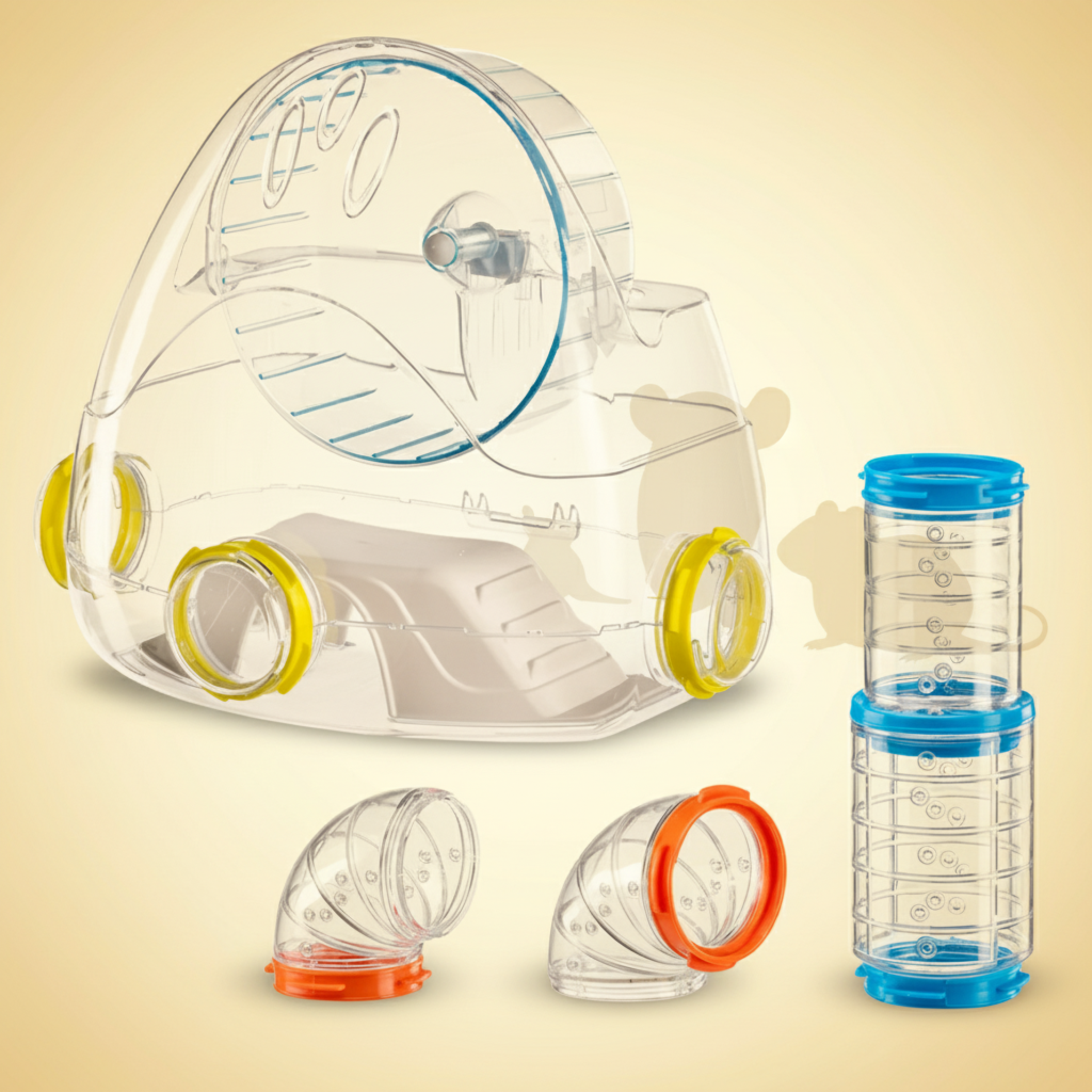 Ferplast Gym Kit med løpehjul, stige, teleskoprør og svinger for hamster