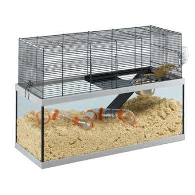 Ferplast Gabry 80 glassbur med trådnettlokk og sandgraving, 79 x 30,5 centimeter