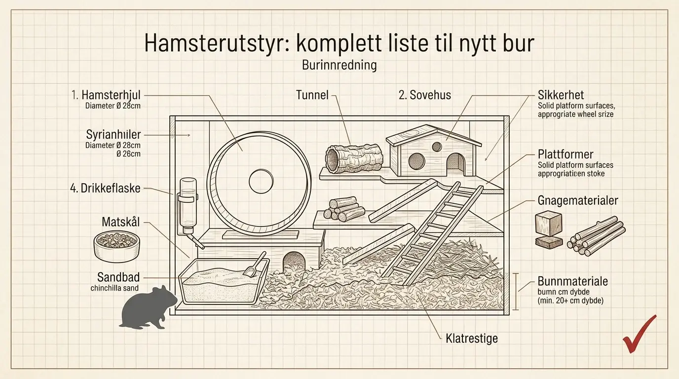 Hamsterutstyr: komplett liste til nytt bur
